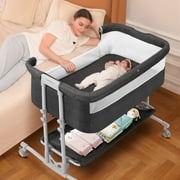 TEAYINGDE Babyeap Baby Bassinet Bedside Sleeper Bassinet for 0–5 Months Infants, Unisex, Dark Gray