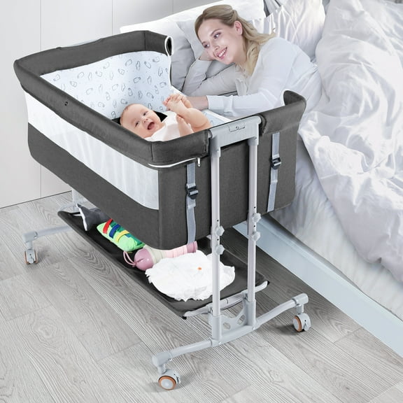 Babyeap Baby Bassinet Bedside Sleeper Bassinet For 0-5 months Baby Unisex (Dark Gray)