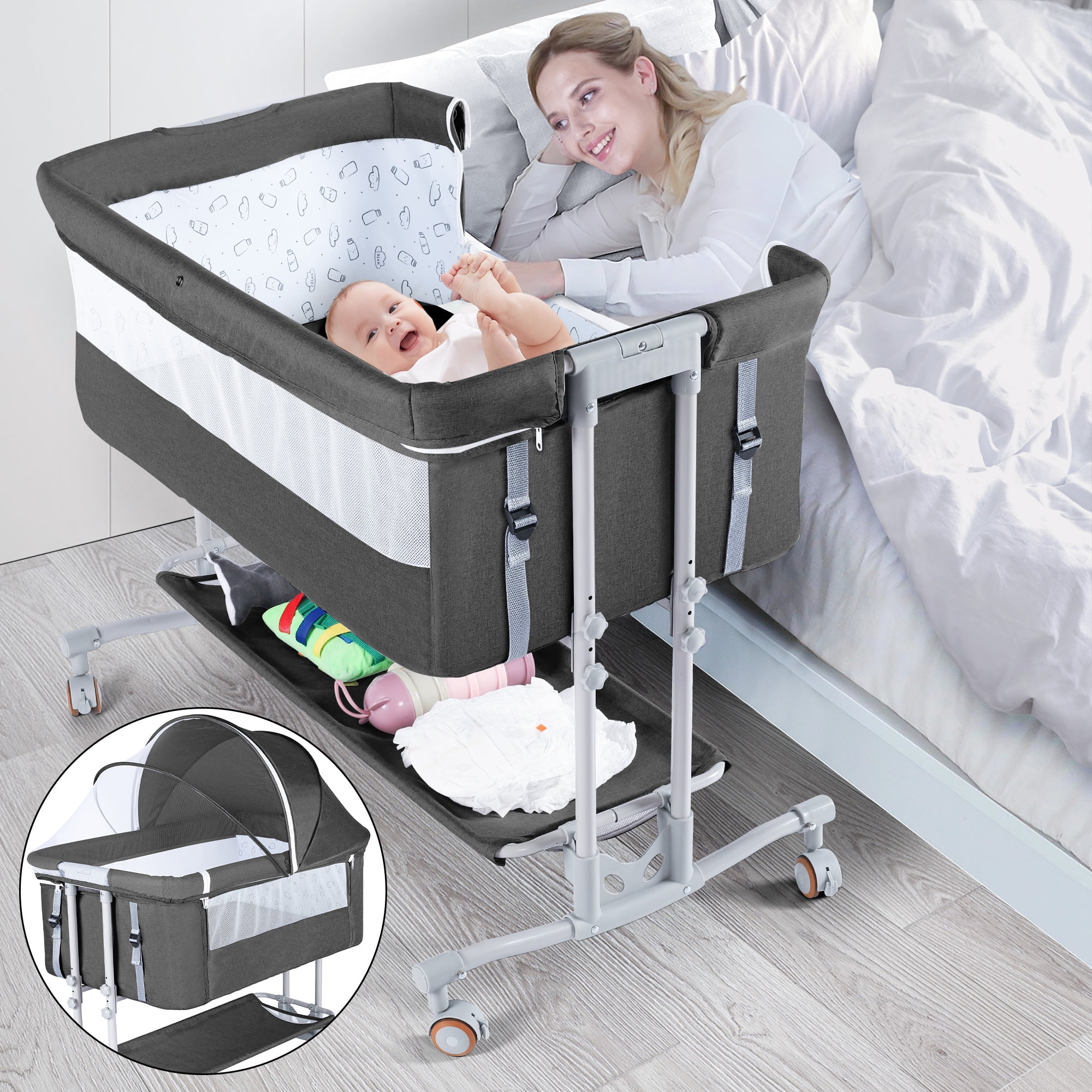 TEAYINGDE Baby Bedside Sleeper For 06 months Baby Unisex (Dark Gray