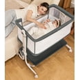thumbnail image 1 of Babyeap 3 in 1 Baby Bassinet,Baby Basinet Bedside Sleeper,Standalone Baby Crib,6 Height Adjustable Portable Crib for Newborn,Light Gray, 1 of 7