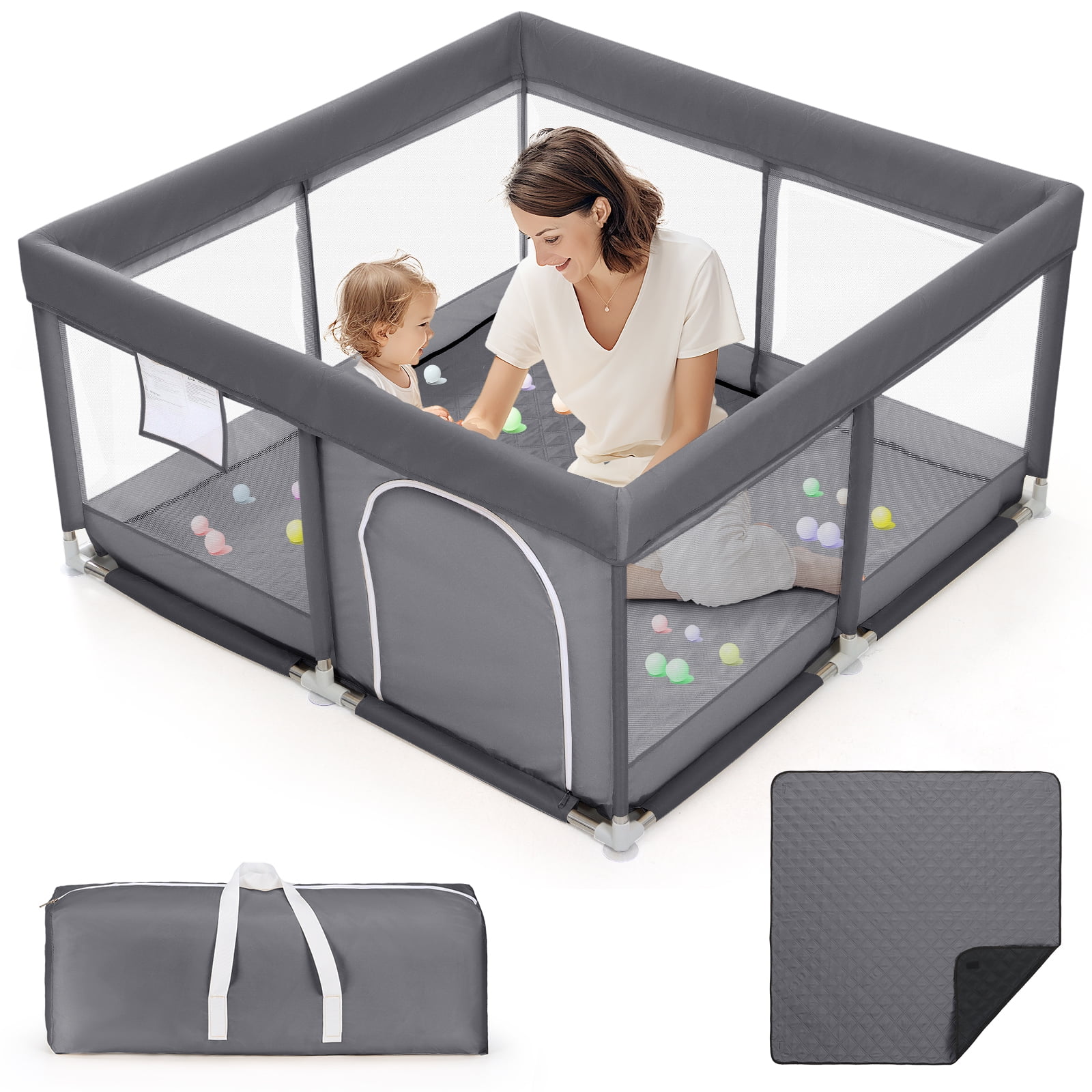 TEAYINGDE Baby Playpen Large Play Yard Fence With Mat for Toddlers, 50 ...