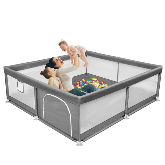 Babyeap Baby Playpen Large Play Yard Fence for Toddlers, 50"x50" Dark Gray