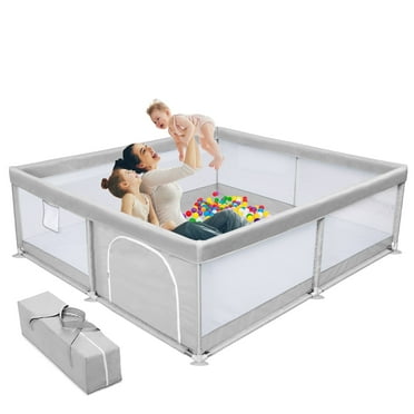TEAYINGDE Baby Playpen Large Play Yard Fence for Toddlers,50"x50" Gray