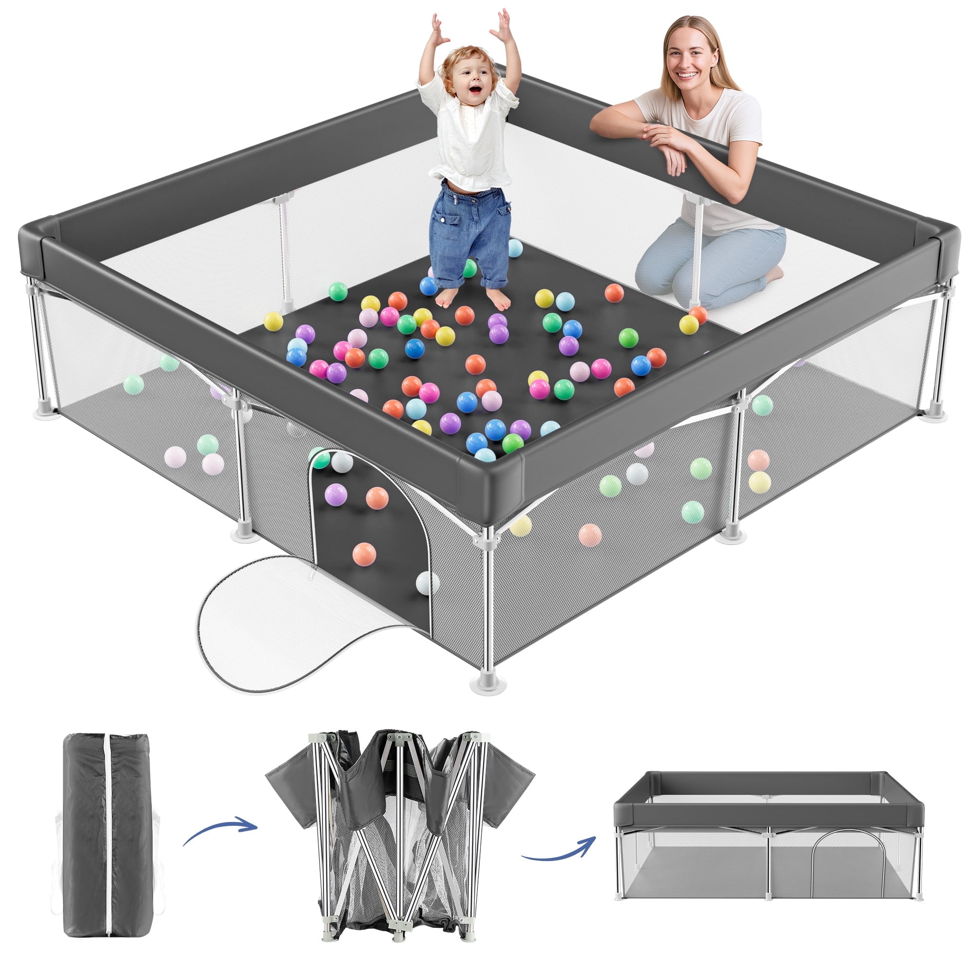 Pack And Play 14-Panel Baby Playpen Kids Activity Center Foldable