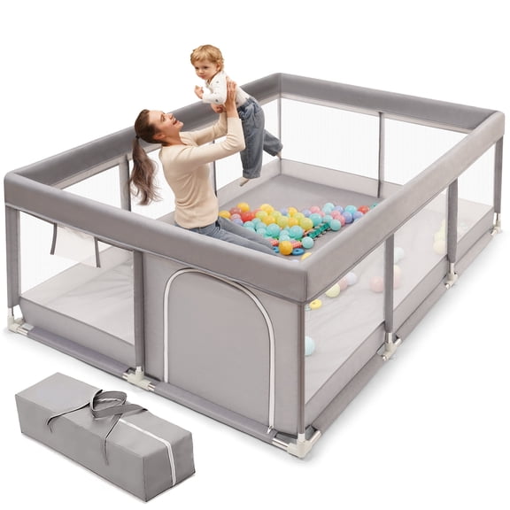 Babyeap Baby Playpen Large Play Yard Fence for Toddlers,71"x50" Gray