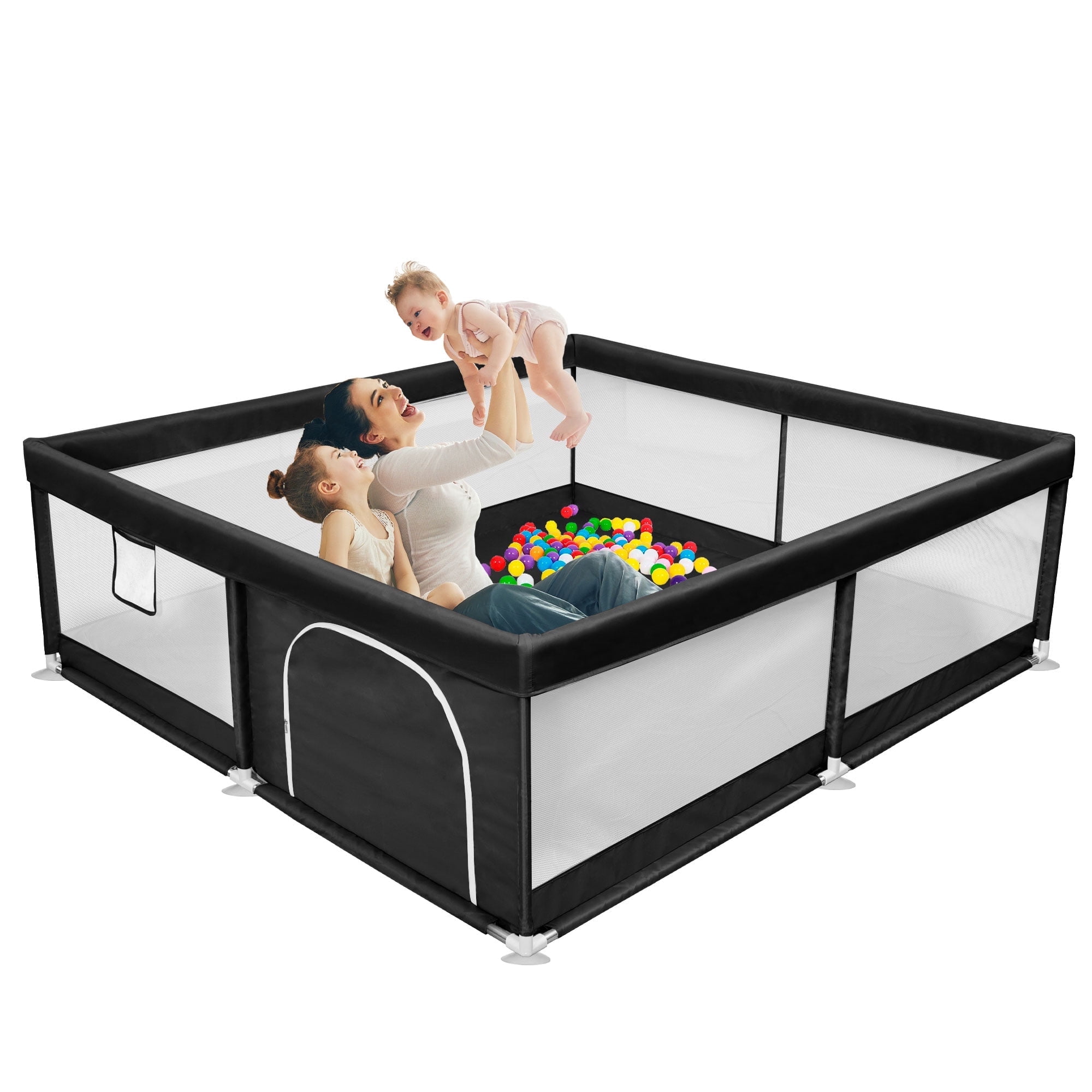 TEAYINGDE Baby Playpen Large Play Yard Fence for Toddlers,71"x50" Black - Walmart.com