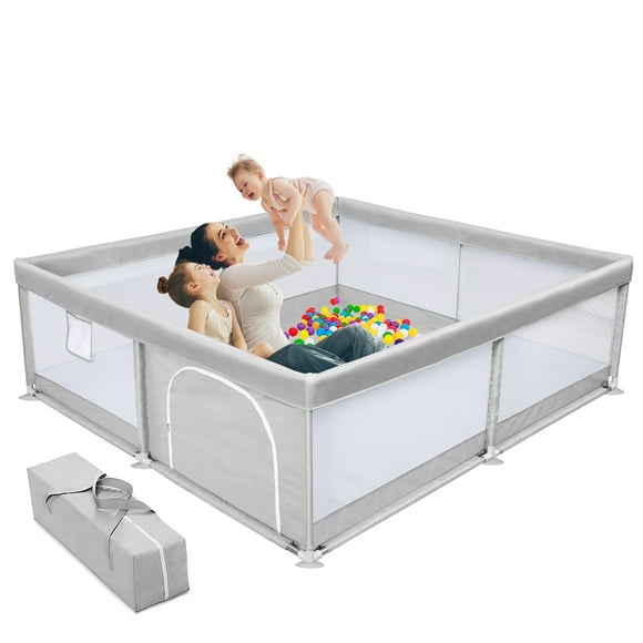 TEAYINGDE Baby Playpen Large Play Yard Fence for Toddlers,71"x50" Gray