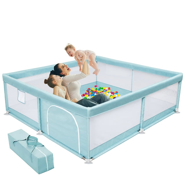 TEAYINGDE Baby Playpen Large Play Yard Fence for Toddlers,79"x71" Green