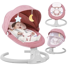Babyeap Baby Swing for Infants - APP Remote Bluetooth Control, 5 Speed Settings, 10 Lullabies, Pink