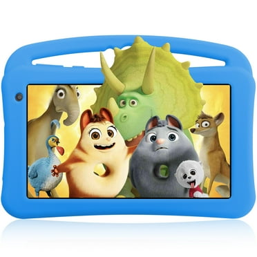 YOUPINS Kids Tablet 7 inch Android 12 Tablet Pc with WiFi 32GB Tablet for Ages 2-8 Kids Tablet with Silicone Case Google Play Parental Control APP (32GB, Blue)