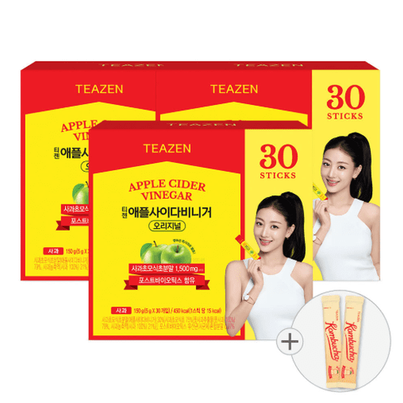 TEAZEN Apple Cider Vinegar Jelly Sticks 30 Count x 3 Boxes with Yogurt Sticks Korean Apple Vinegar Gummies Alternative