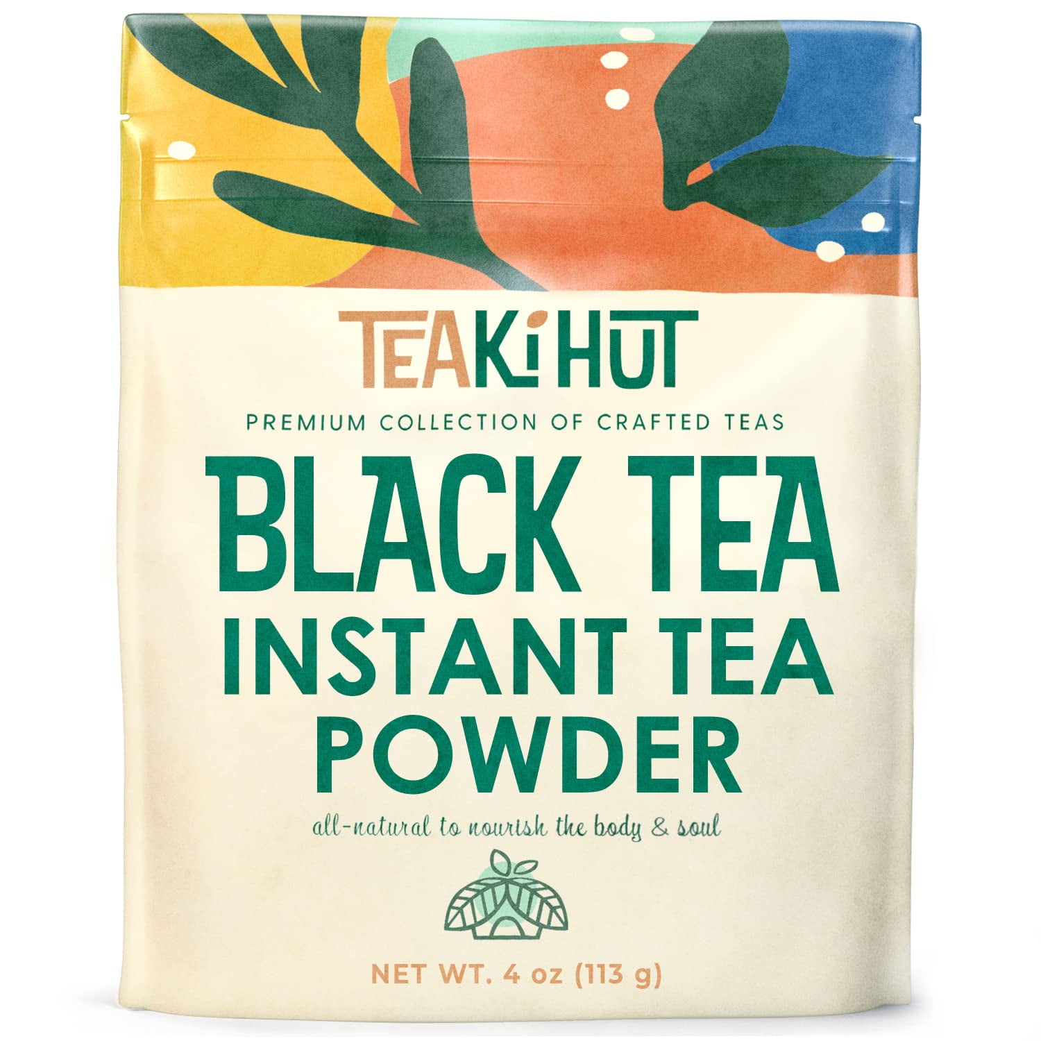 TEAki Hut Strong Black Tea Powder 4oz, Instant Black Tea Mix, Zero Sugar Black Tea, 113 Servings