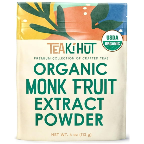 TEAki Hut Organic Monk Fruit 4oz No Calorie Sweetener, Sugar Substitute Without Erythritol 365 Uses