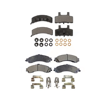 TEC Front Rear Ceramic Brake Pads Kit for Car 2000 GMC Yukon Drum rear brakes with Dual Piston Caliper KTC-100324