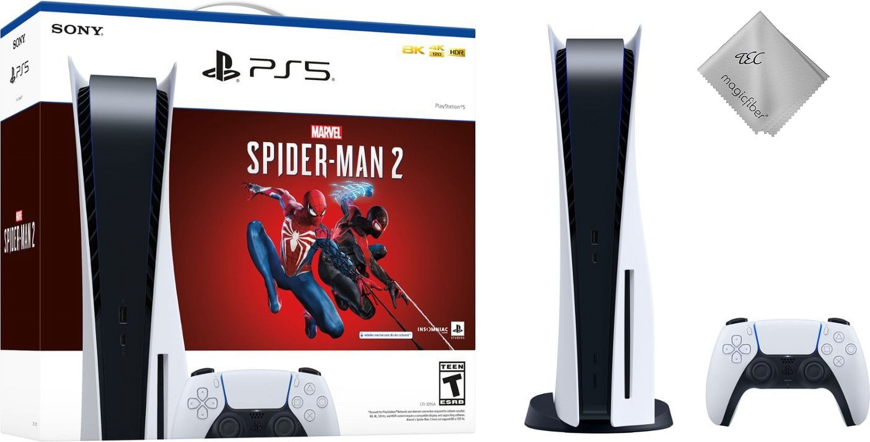 TEC New Sony PlayStation_PS5 Gaming Console(Disc) with Marvel’s Spider-Man  2 Bundle - White Edition