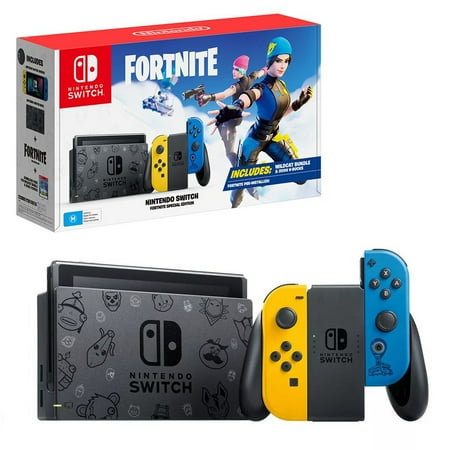 Nintendo Switch Fortnite Edition Wildcat Bundle with Yellow and Blue Joy-Con, and 2,000 V-Bucks