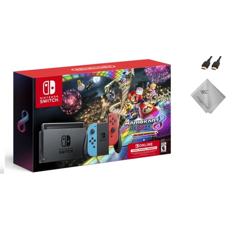 TEC Nintendo Switch with Blue & Red Joy-Con, Mario Kart 8 Deluxe & 3 Month Membership Bundle