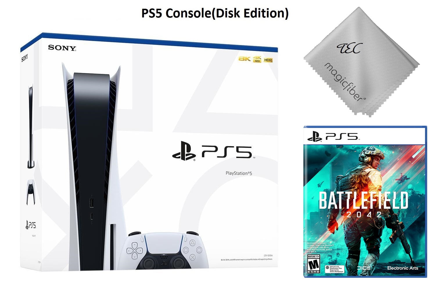 TEC Sony PlayStation_PS5 Gaming Console(Disc Version) with Battlefield 2042  Game Bundle.