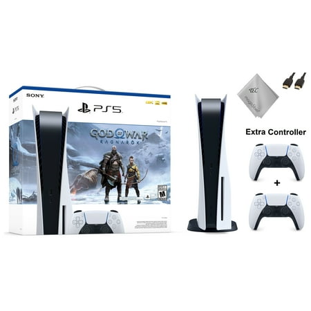 TEC Sony PlayStation_PS5 Gaming Console(Disc Version) with God of War(GOW) Ragnarok and Extra Controller Bundle