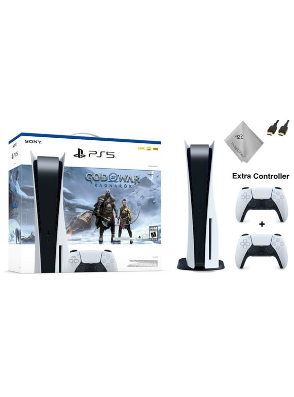 TEC Sony PlayStation_PS5 Gaming Console(Disc Version) with God of War(GOW) Ragnarok and Extra Controller Bundle
