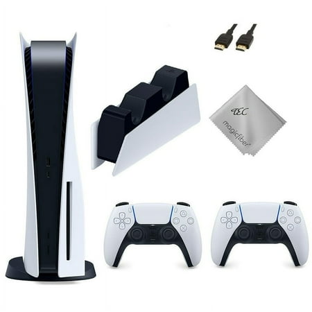 TEC Sony PlayStation_PS5 Gaming Console (Disc Version) with One Extra Controller Plus Dual Charging Station Bundle.