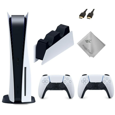 TEC Sony PlayStation_PS5 Gaming Console (Disc Version) with One Extra Controller Plus PowerA Dual Charging Station Bundle
