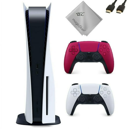 TEC Sony PlayStation_PS5 Gaming Console (Disc Version) with One Extra (Cosmic Red) Controller Bundle, PlayStation - 5 Video Game Console
