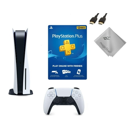 TEC Sony PlayStation_PS5 Gaming Console (Disc Version) with PlayStation PS Plus 12-Month / 1 Year Membership Subscription(code) Bundle