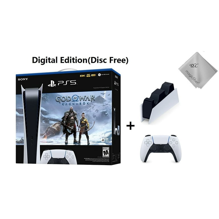 Tec Sony PlayStation_PS5 Gaming Console (Digital Edition) with One Extra Controller Plus PowerA Dual Charging Station Bundle- PlayStation - 5, White