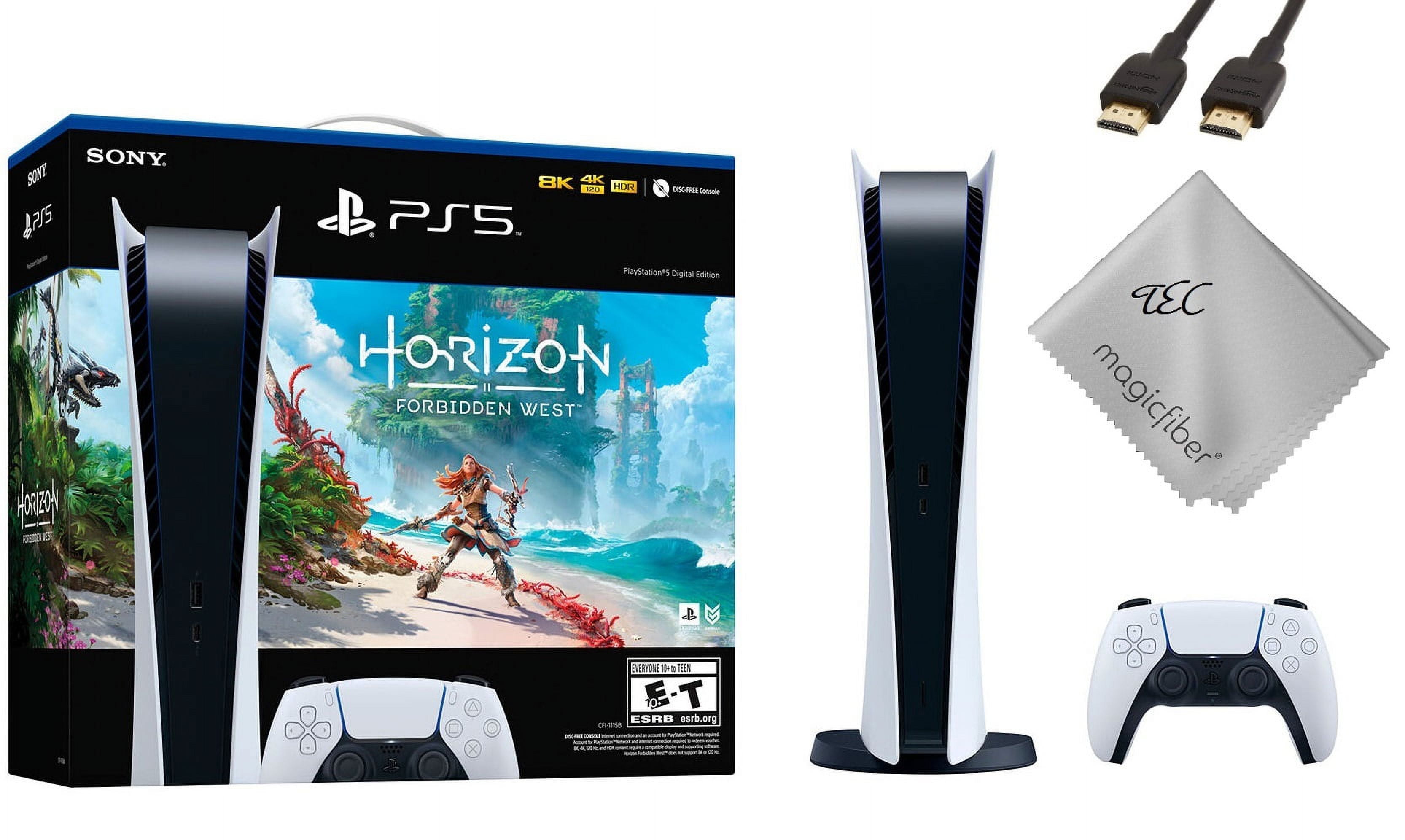 TEC Sony PlayStation_PS5 Video Game Console (Digital Edition) with Horizon:  Forbidden West Game Bundle
