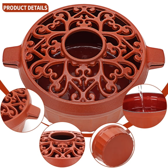 TECANA 2.5 Quart Porcelain Enamel Cast Iron Wood Stove Steamer Rust Resistant Fireplace Humidifier Pot