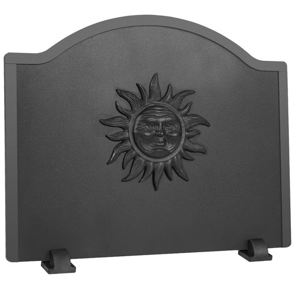 TECANA 22.4" Fireplace Fireback with Adjustable Feet  Heat Reflector, Boho Sun Pattern