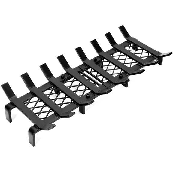 TECANA 24 Inch Heavy Duty Fireplace Grate with Ember Retainer Log Holder for Indoor Outdoor Fire Pit