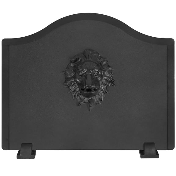 TECANA Iron Fireback with Feet Lion Heat Reflector for Fireplace Wall Protection