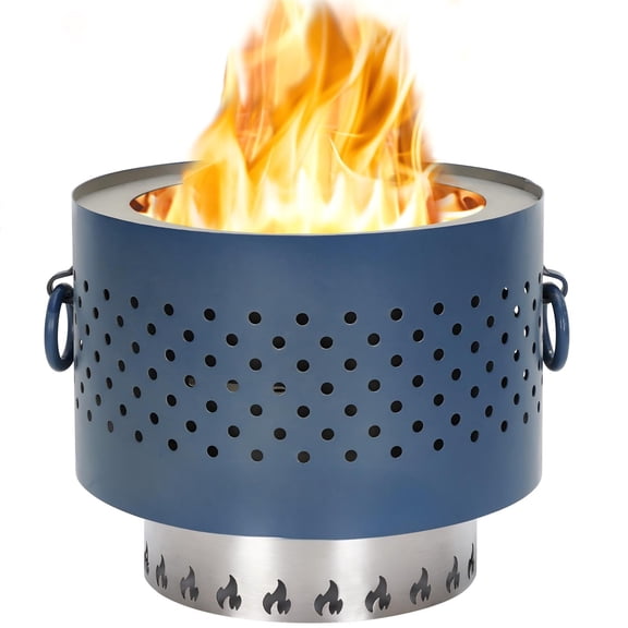 TECANA 8"x6.8" Stainless Steel Smokeless Tabletop Fire Pit With Carry Bag