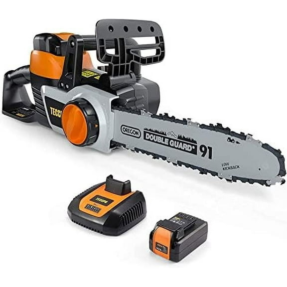 TECCPO Cordless Chainsaw, 40V 12-Inch Electric Chainsaw, High Performance Motor, 2.5Ah Samsung Battery and Charger Included, 26.24ft/s Chain Speed, Oregon Chain, for Cutting Trees and Wood-TDCS01A