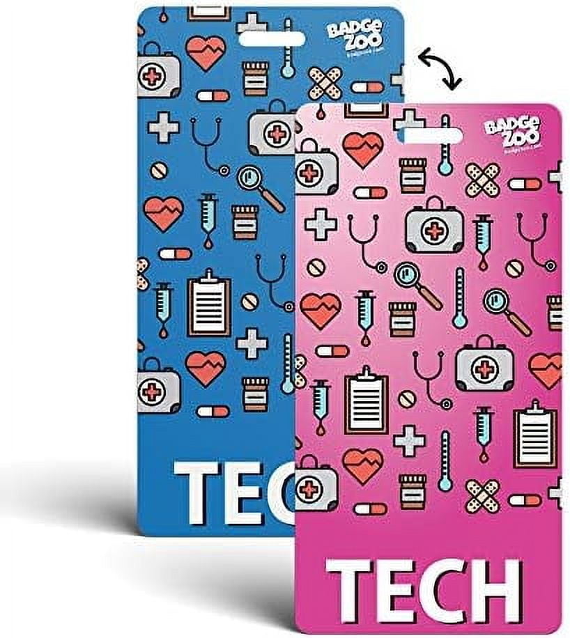 TECH Badge Buddy Blue/Pink Vertical Heavy Duty with Medical themed ...