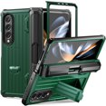 thumbnail image 1 of TECH CIRC Case for Samsung Galaxy Z Fold 4 Compatible with MagSafe, Heavy Duty Rugged PC Shockproof Hinge Protection Cover with Hidden Bracket Screen Protector S Pen Holder Case, Armygreen, 1 of 7