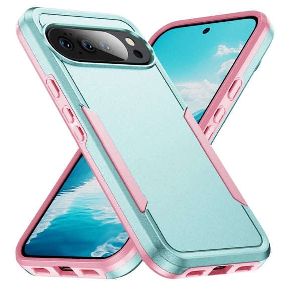 TECH CIRCE Shockproof Case for Google Pixel 10 Pro XL (6.8", 2025 Release), Slim Fit, Lightweight, Drop Protection Protective Anti Scratch Hard Shell Case for Women Men, Green + Pink