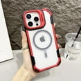 thumbnail image 1 of TECH CIRCE Shockproof Magnetic Phone Case for iPhone 16 Pro Max, Built-in Kickstand, Compatible with MagSafe and Magnetic Car Mount, Clear Back Lightweight Impact-Resistant Protective Cover, Red, 1 of 9
