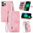 thumbnail image 1 of TECH CIRCL Wallet Case for iPhone 12 Pro Max (6.7 inch), Premium PU Leather Zipper Flip Folio RFID Blocking Wallet with Wrist Strap Magnetic Closure Built-in Kickstand Protective Case,Pink, 1 of 6