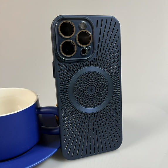 TECH CIRCL for iPhone 15 Magnetic Phone Case with Camera Lens Protector, Small Heat Dissipation Holes Design, Compatible with MagSafe, Plastic Protective Lightweight Slim Cover, Darkblue