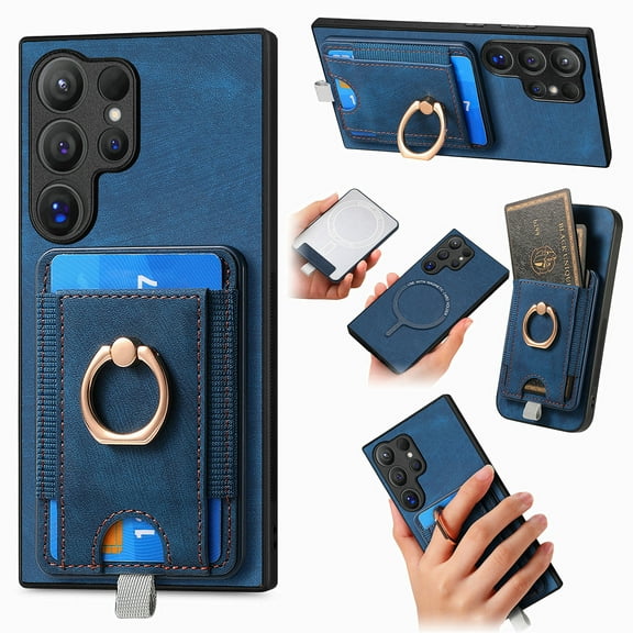 TECH CIRCLE 2 in 1 Detachable Magnetic Wallet Case For Galaxy S20+,360°Rotation Ring Holder Kickstand PU Leather Card Slots Shockproof Protective Cover for Samsung Galaxy S20 Plus 2020,Blue