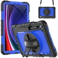 thumbnail image 1 of TECH CIRCLE 3-in-1 Case for Galaxy Tab S9 2023 Tablet SM-X710 11", Shockproof Multifunctional Case with Screen Protector/Pen Holder/Rotating Kickstand/Adjustable Hand Strap/Shoulder Strap, Blue/Black, 1 of 8