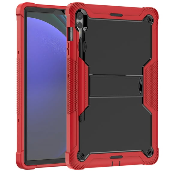 TECH CIRCLE 3-in-1 Case for Samsung Galaxy Tab S9 Plus Tablet 12.4 Inch 2023 (Model SM-X810) , Heavy Duty Shockproof Rugged Kids Case Cover with Sturdy Kickstand / Pen Holder, Red