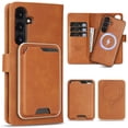 thumbnail image 1 of TECH CIRCLE 3-in-1 Phone Case for Galaxy S23 6.1" (2023), Magnetic Flip Wallet Case with Detachable Magnetic Back Cover and PU Leather Card Holder, Compatible with MagSafe Accessory, Brown, 1 of 7