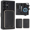 thumbnail image 1 of TECH CIRCLE 3-in-1 Phone Case for Galaxy S23 Ultra 6.8" (2023), Magnetic Flip Wallet Case with Detachable Magnetic Back Cover and PU Leather Card Holder, Compatible with MagSafe Accessory, Black, 1 of 7