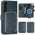 thumbnail image 1 of TECH CIRCLE 3-in-1 Phone Case for Galaxy S24 6.2" (2024), Magnetic Flip Wallet Case with Detachable Magnetic Back Cover and PU Leather Card Holder, Compatible with MagSafe Accessory, Blue, 1 of 7
