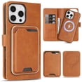 thumbnail image 1 of TECH CIRCLE 3-in-1 Phone Case for iPhone 13 Pro Max (2021 Release, 6.7"), Magnetic Flip Wallet Case with Detachable Magnetic Back Cover and Card Holder, Compatible with MagSafe Accessory, Brown, 1 of 7
