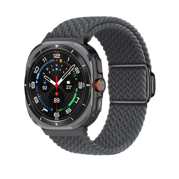 TECH CIRCLE Adjustable Stretchy Sport Nylon Watch Bands Replacement for Samsung Galaxy Watch Ultra 47mm Smartwatch - Breathable Wristbands with Magnetic Clasp for Women Men, Dark Gray